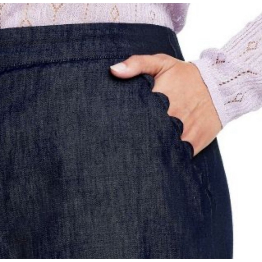 Kika Vargas×Target Wide leg Scallop edge pocket Cropped pants Indigo Blue Size 2 - Picture 4 of 14